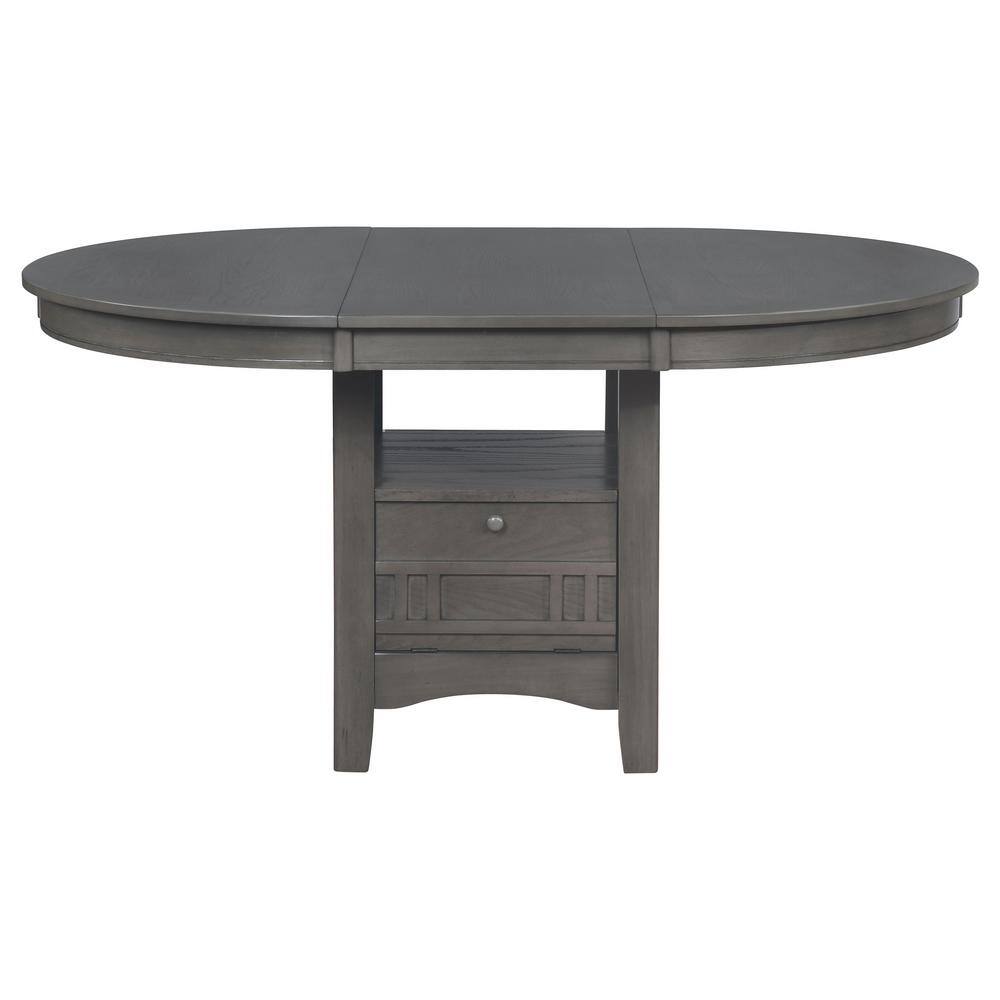 Lavon Medium Gray Oval Dining Set with Black Faux Leather Chairs