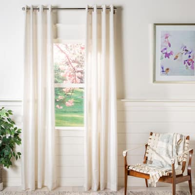 Beige Solid Grommet Sheer Curtain - 52 in. W x 96 in. L