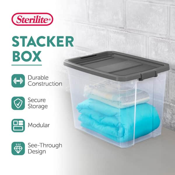 Sterilite 108 Clear Stacker Storage Container Tote with