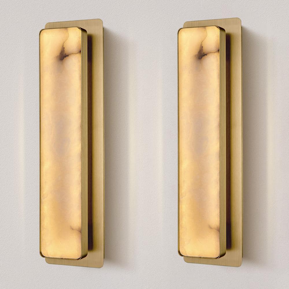 ADORE - yiyu YUYI 20 in. 1-Light 2-Piece Gold LED Wall Sconce, Natural