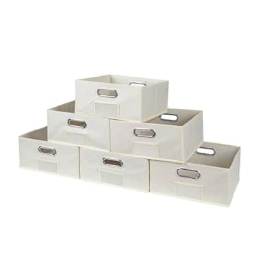 6 in. H x 12 in. W x 12 in. D Brown Fabric Cube Storage Bin 6-Pack
