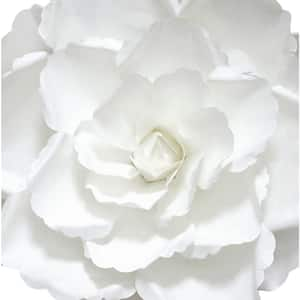 16 in. Large White Artificial Paper Rose Flower Wall Decor Backdrop (Set of 3)