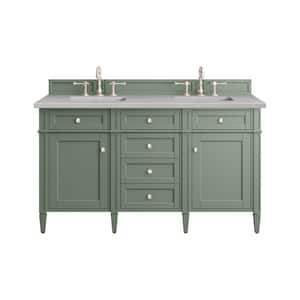 Brittany 60.0 in. W x 23.5 in. D x 33.8 in. H Bathroom Vanity in Smokey Celadon with Eternal Serena Quartz Top