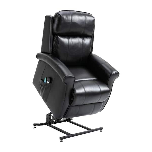 Electric Lift Recliners for Elderly, Black PU Leather Lift