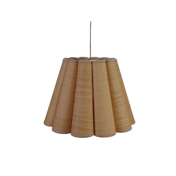 150-Watt 1 Light Natural Scalloped Pendant Light with Raffi Shade