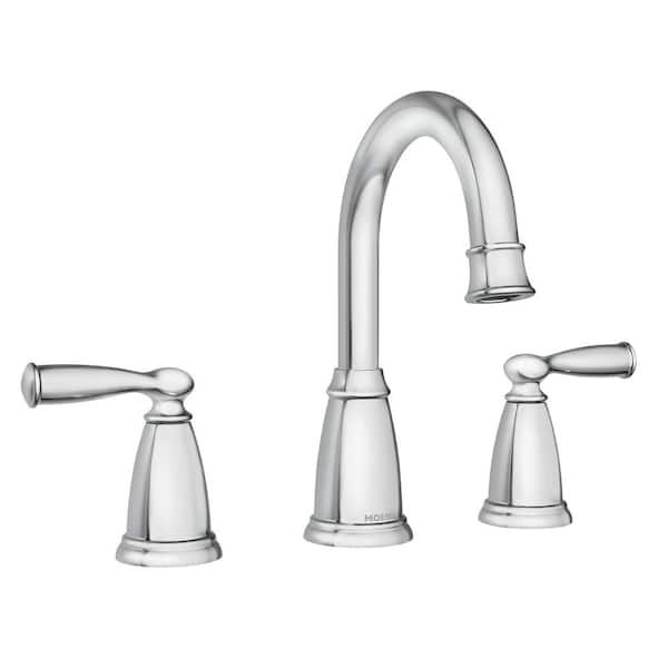 MOEN Banbury 8 in. Widespread Double Handle High-Arc Bathroom Faucet in Chrome (Valve Included)