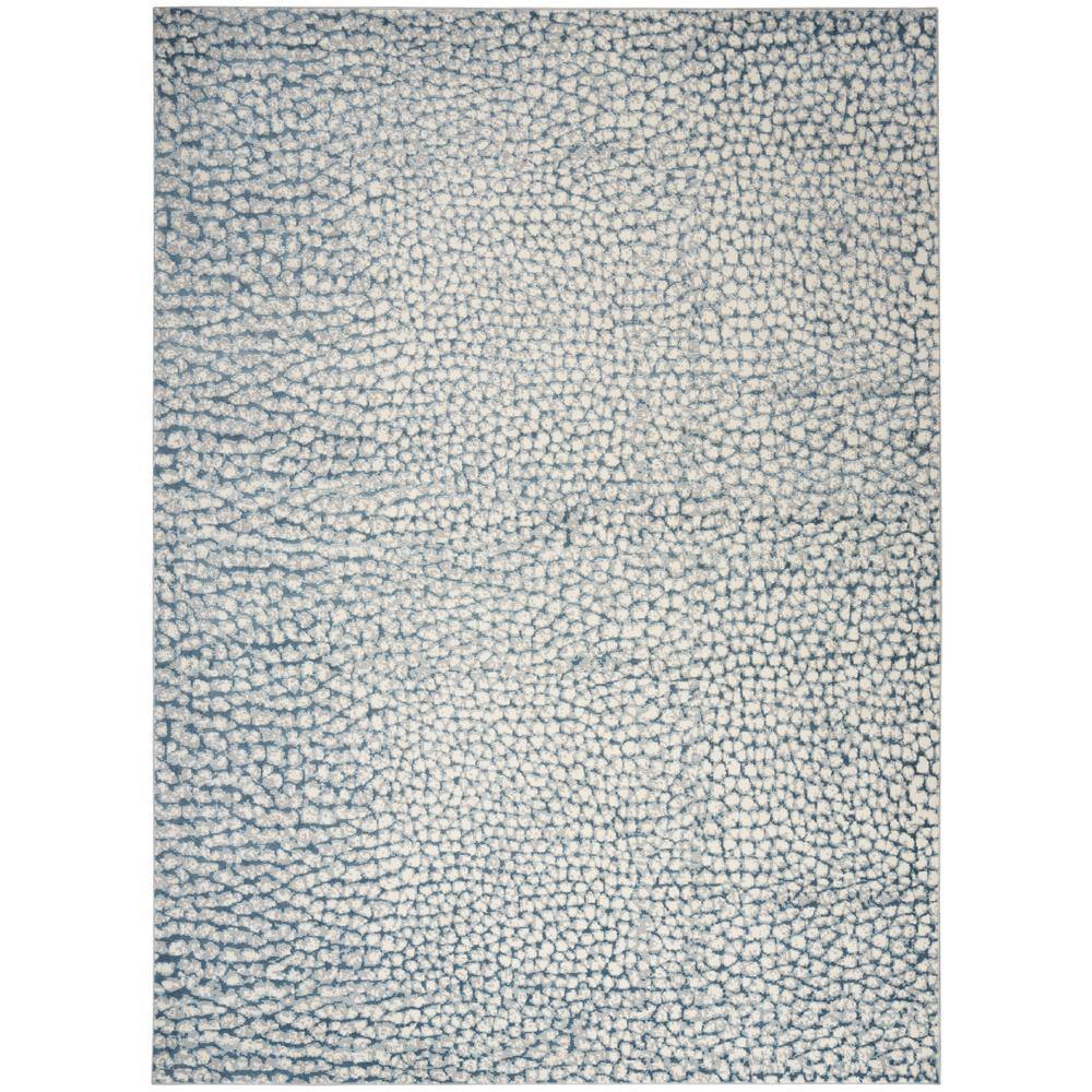 Inspire Me! Home Decor Joli Modern Abstract Ivory/Blue/Grey 8 6  x 11 6  Area Rug  (9  x 12 )