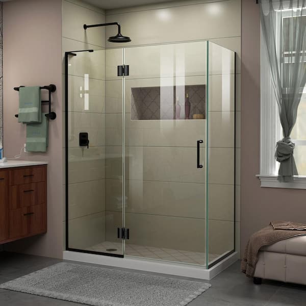 DreamLine Unidoor-X 48-3/8 in. W x 30 in. D x 72 in. H Frameless Hinged Shower Enclosure in Matte Black
