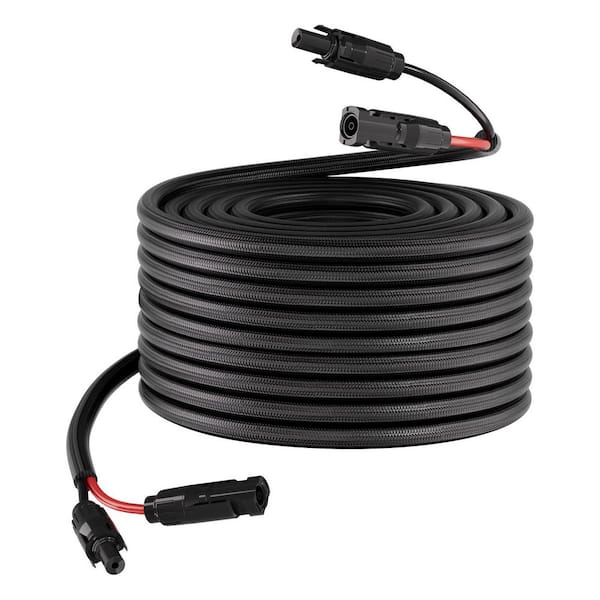 100 ft. Solar Panel Extension Cable, 10 AWG, Flame-Resistant Protective Sleeving Male and Female Connectors,IP67 PV Wire