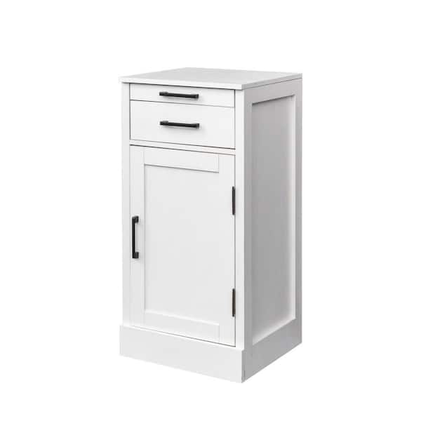 White Freestanding Wooden Wine Bar Cabinet Buffet with Sliding Hutch and 1-Drawer for Kitchen, Dining Room, Entryway