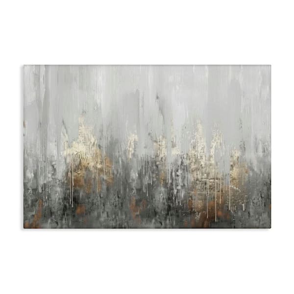 Stupell Industries Grey Silver Abstract Drip by LSR Design Studio Unframed Abstract Graphic Art Print 24 in. x 36 in.