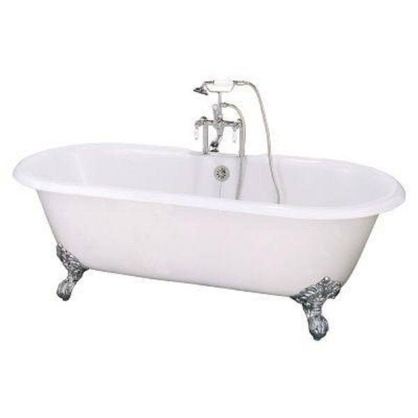 Elizabethan Classics 5 ft. 7 in. Cast Iron Imperial Feet Oval in Rectangle Tub in White