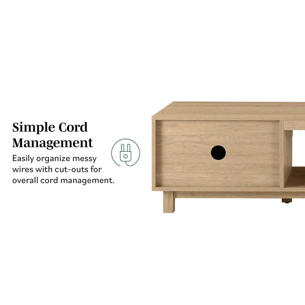 70" Coastal Oak Wood TV Stand with Reeded Doors