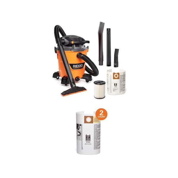 12 Gallon 6.0 Peak HP NXT Shop Vacuum with Blower, Filter, Bag and Wet Dry Vac Bags for 12-16 Gallon Vacuums, 2-Pack
