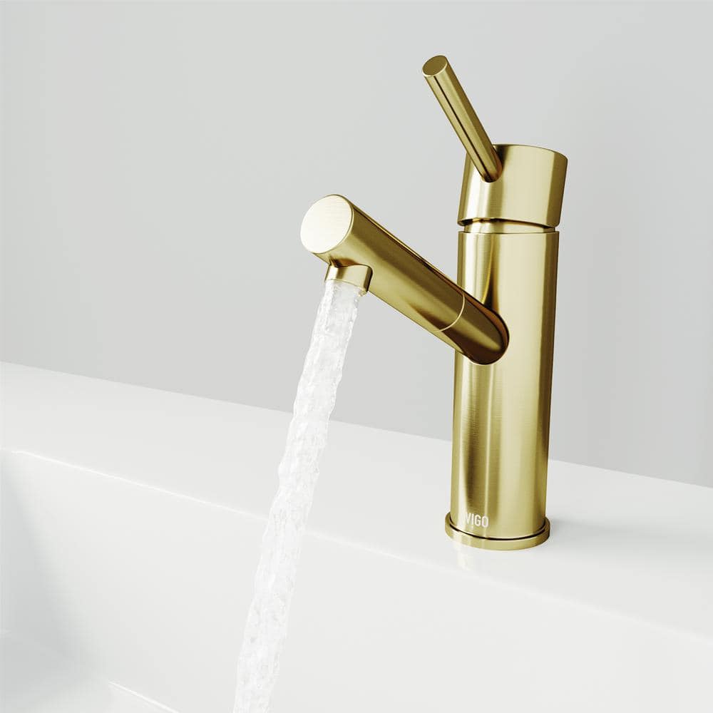 Noma 7.75" Matte Gold Single Handle Deck-Mount Bathroom Faucet