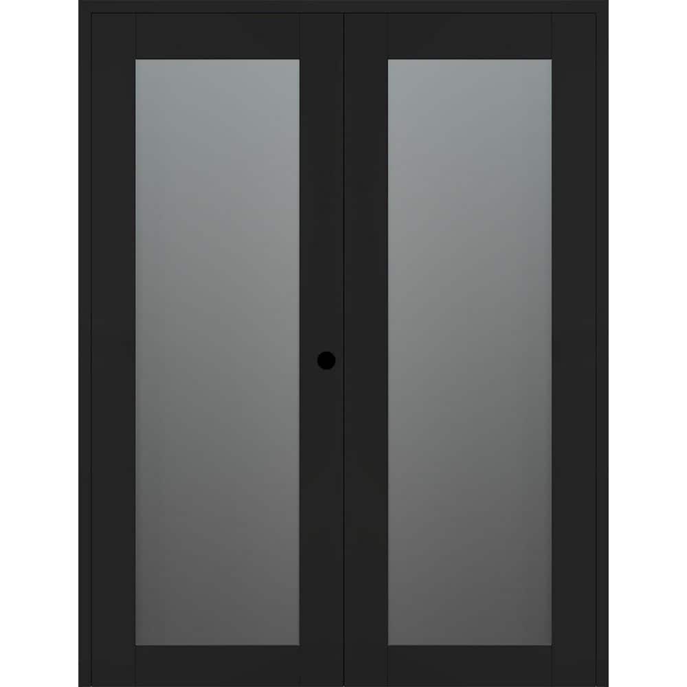 Avon 207 N 36 in. x 96 in. Left Active Full Lite Frosted Glass Black Matte Wood Composite Double Prehung French Door price history on PriceWatchPro