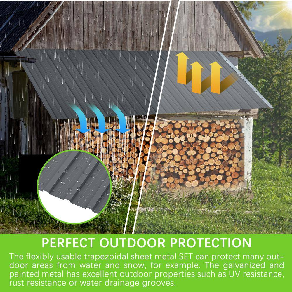 16.77 in. x 42.52 in. Gray Galvanized Metal Corrugated Roof Panels
