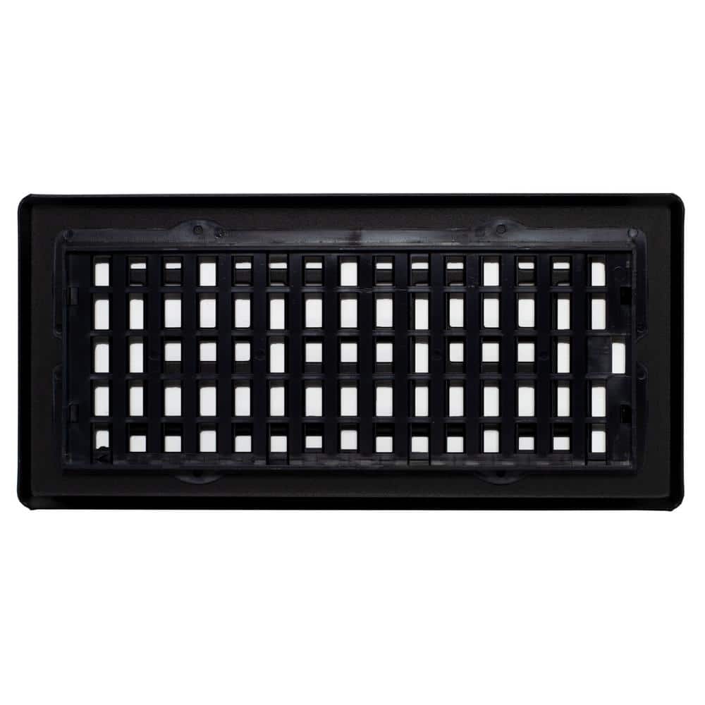 Textured Black Oriental Steel Floor Register, 4x10 Inches