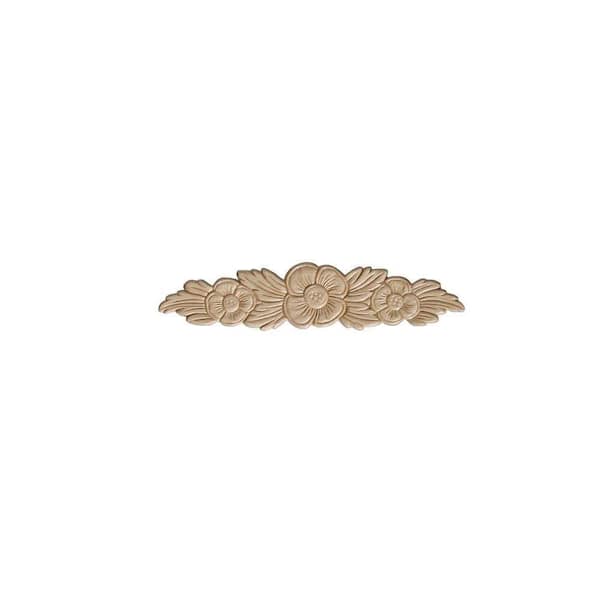 Ornamental Mouldings 3174PK 7/32 in. x 9-3/4 in. x 2-1/16 in. Birch Triple Rose Onlay Ornament Moulding