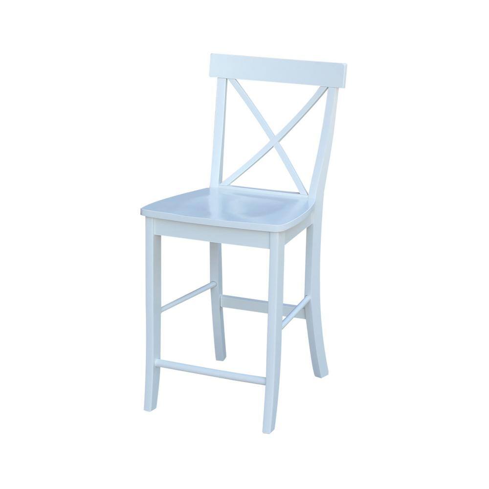 Coastal White Solid Wood 24" Counter Stool