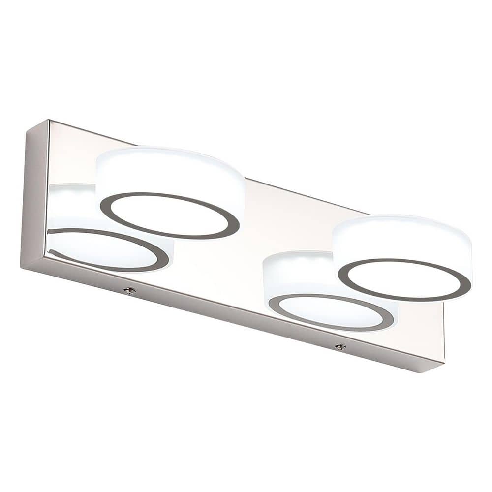 15 in. 2 Light Chrome LED Vanity Light with 270° Rotatable Lamphead Wall Sconce Dimmable 5500K Light price history on PriceWatchPro