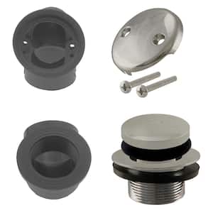 Sch. 40 ABS 1-1/2 in. Course Thread Plumber's Pack Tip-Toe Bathtub Drain with Two-Hole Elbow, Satin Nickel