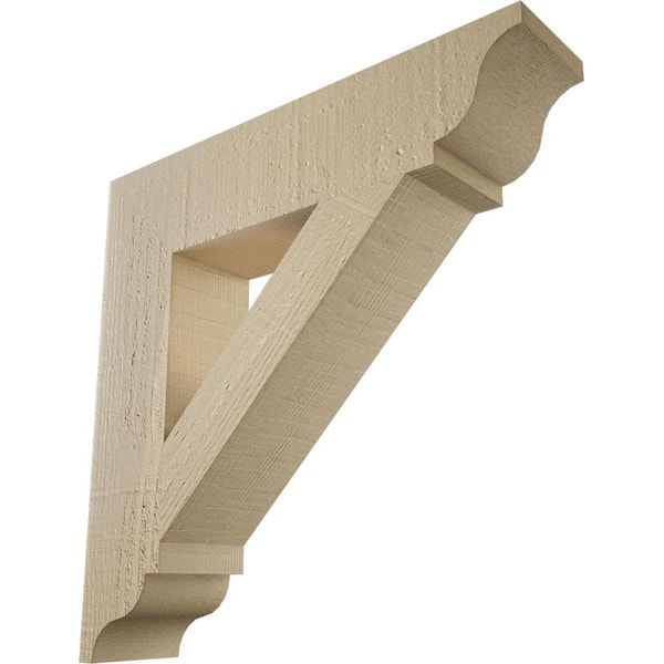 Ekena Millwork 3.5 in. x 16 in. x 16 in. Traditional Traditional Rough Cedar Woodgrain Timberthane Polyurethane Bracket, Primed Tan
