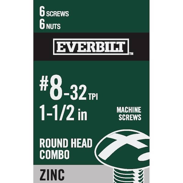 Everbilt #8-32 x 1-1/2 in. Phillips-Slotted Round-Head Machine Screws (6-Pack)