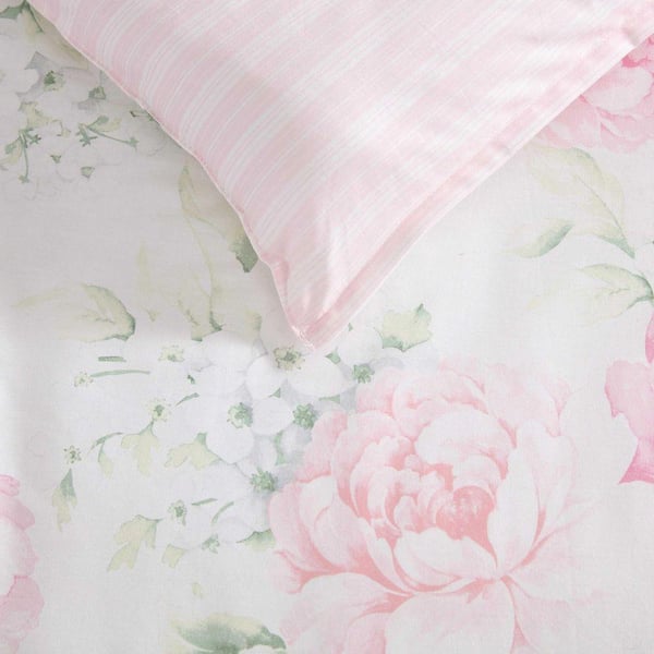 Laura Ashley Serenity Roses Reversible 7-Piece Light Pink Cotton