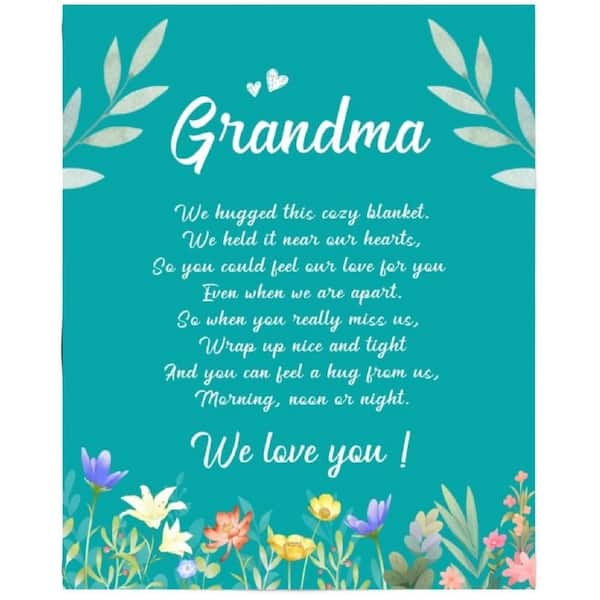 Afoxsos Teal Grandma Polyester Soft Flannel 60 in. x 50 in. Blanket-Mothers Day Birthday Gifts for Grandmas