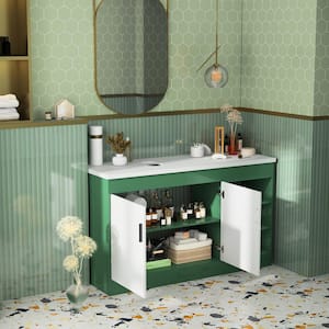 55.1 in. W. x 18.9 in. D x 32.7 in. H Bath Vanity Cabinet without Top in Green with Adjustable Shelves and 2-Doors