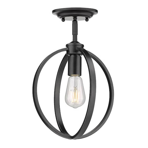 Golden Lighting Colson 9.75 in. 1-Light Matte Black Semi-Flush Mount