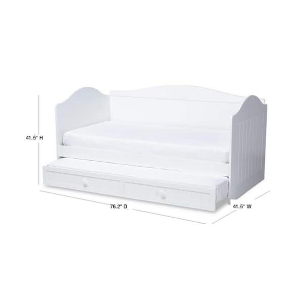 Baxton Studio Neves White Twin Daybed with Trundle 158 96449658 HD