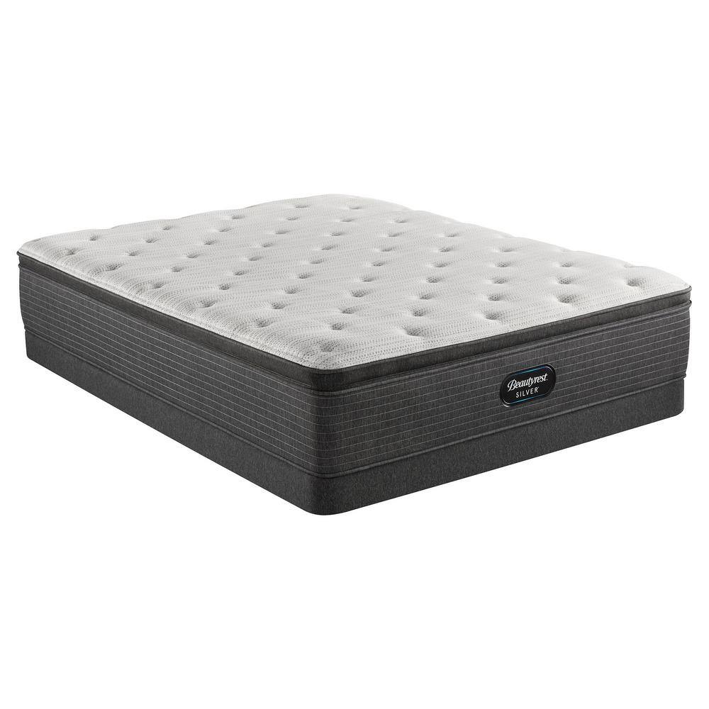 Queen Gray Pillow Top Innerspring Mattress with Box Spring