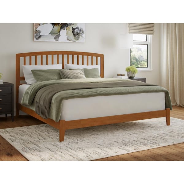 AFI Richmond Light Toffee Natural Bronze Solid Wood Frame King Low Profile Platform Bed