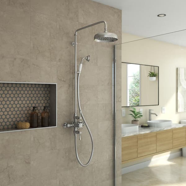 Abbey 10 in. x 22 in. Shower Faucet Set with Handshower in Brushed Nickel