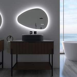 32 in. W x 22 in. H Rectangular Frameless LED Vertical Wall Bathroom Vanity Mirror in Silver