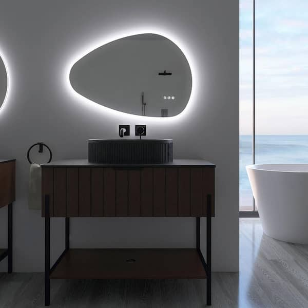 YSQCAR 32 in. W x 22 in. H Novelty Frameless LED Vertical Wall Bathroom Vanity Mirror in Silver