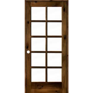 36 in. x 80 in. Knotty Alder Right-Handed 10-Lite Clear Glass Provincial Stain Wood Single Prehung Interior Door