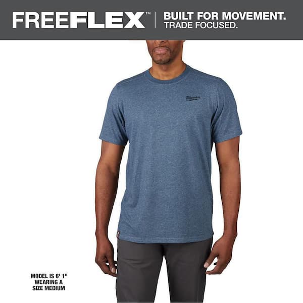 Men's Large Blue Cotton/Polyester Short-Sleeve Hybrid Work T-Shirt