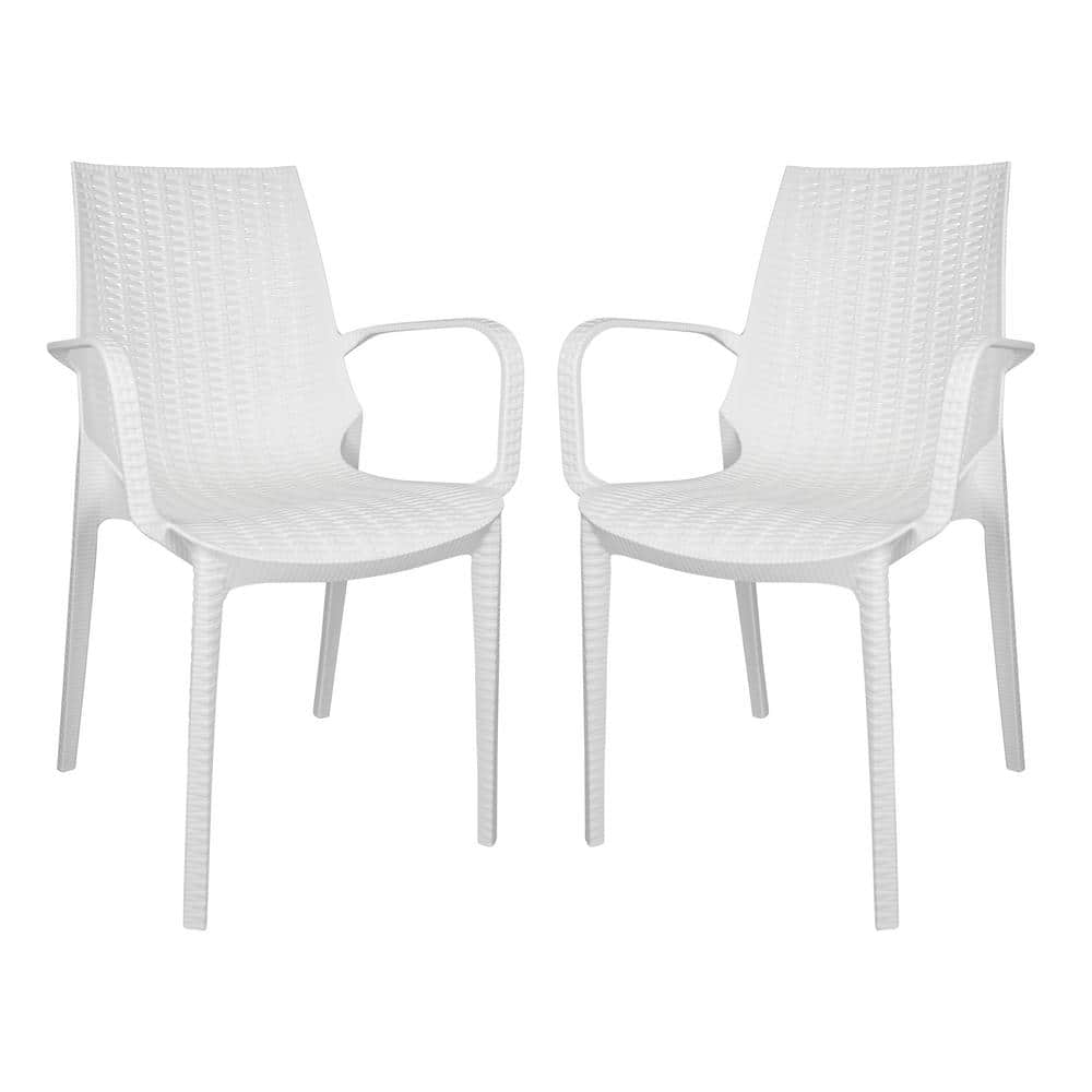 Kent Modern White Polypropylene Outdoor Dining Chair Set