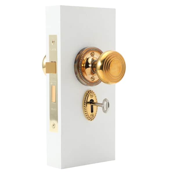 Unlacquered Brass Nostalgic Warehouse Rope Rosette with Meadows Knob Mortise 