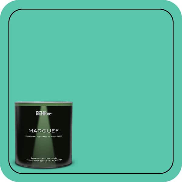 BEHR MARQUEE 1 qt. #480B-4 Shoreline Green Semi-Gloss Enamel Exterior Paint & Primer