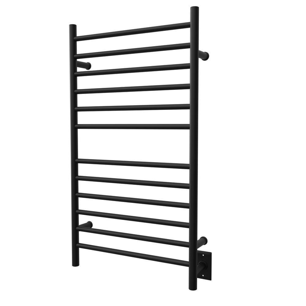 Matte Black Stainless Steel Wall Mounted 12-Bar Towel Warmer