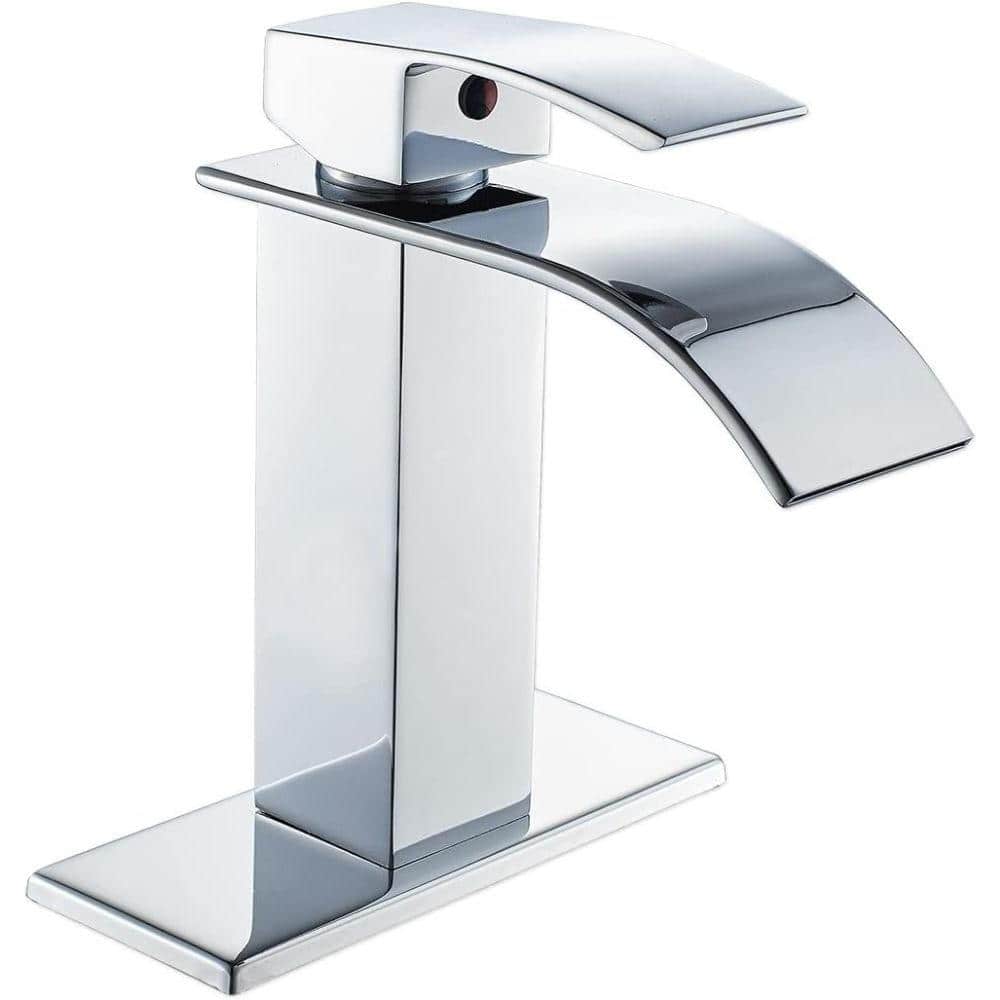 Chrome Modern Single Handle Waterfall Bathroom Faucet