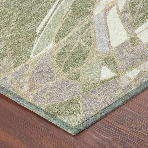Chantille Machine Washable Indoor/Outdoor Abstract ACN2862 Celery 8 ft. x 10 ft. Area Rug