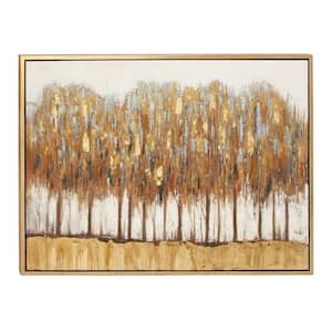 1- Panel Tree Framed Wall Art with Gold Frame 36 in. x 47 in.