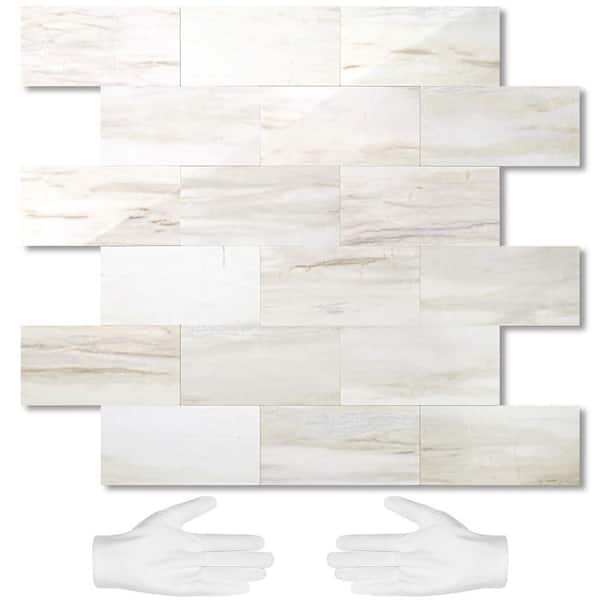 Eurasia Beige 11.58in x 11.35in PVC Peel and Stick Backsplash 10-Pack