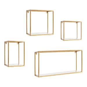 Mallory 24 in. x 12 in. x 5 in. White/Gold Decorative Wall Shelf