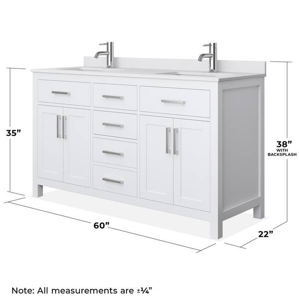 ヴィンテージ品✨️ アメリカ製 VANITY フェニックス ブローチ Wyndham Collection Beckett 60 in. W x 22 in. D Double Bath